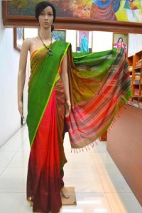 Red & green silk saree
